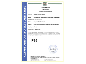 IP65 Certificate