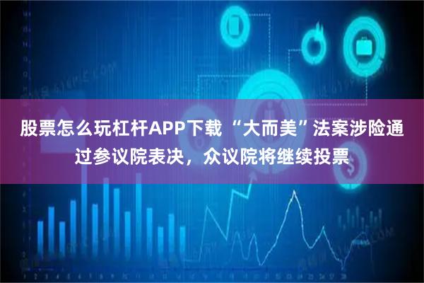 股票怎么玩杠杆APP下载 “大而美”法案涉险通过参议院表决，众议院将继续投票